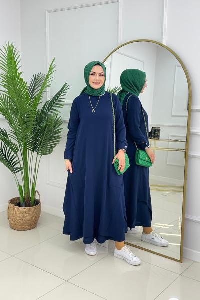 Deniz Tunik Lacivert + Baggy Etek Pantolon Siyah Sepette 1600