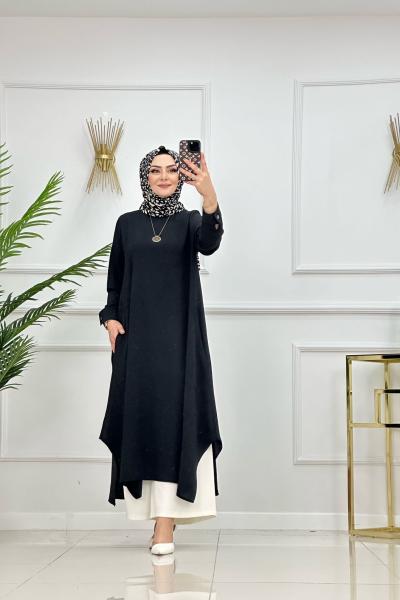 Deniz Tunik Siyah + Baggy Etek Pantolon Kahverengi Sepette 1600