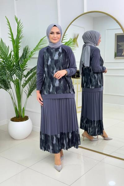 ASİYE ETEKLİ TAKIM - ANTRASİT Antrasit