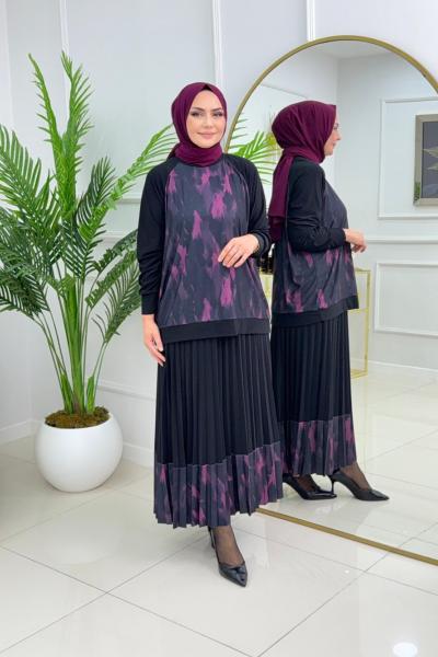 ASİYE ETEKLİ TAKIM - SİYAH Siyah