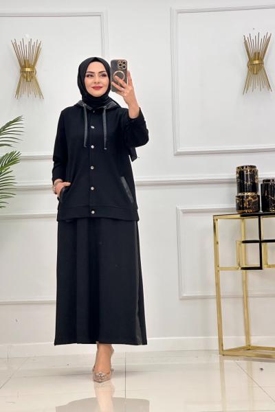 ASYA ETEKLİ TAKIM-SİYAH Siyah