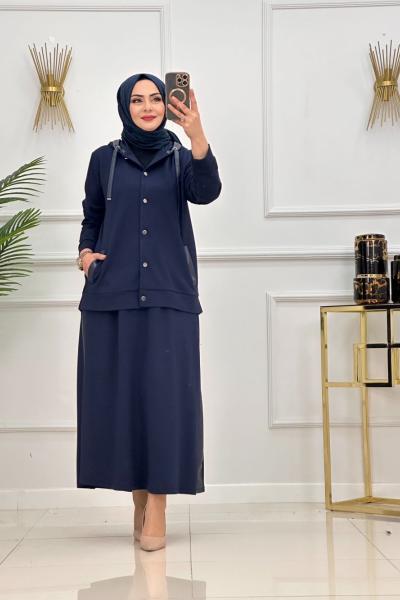 ASYA ETEKLİ TAKIM-LACİVERT Lacivert