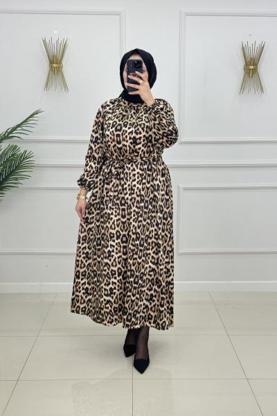 AYSU SATEN ELBİSE- LEOPAR Leopar