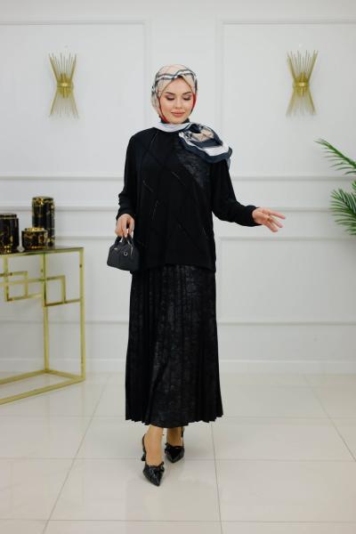 AYSUN ETEKLİ TAKIM-SİYAH Siyah