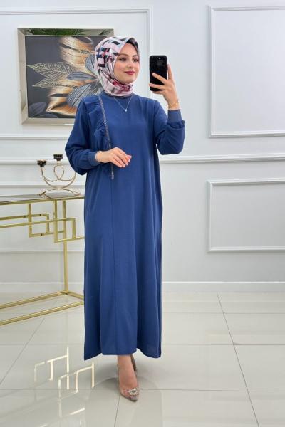 AYTEN ELBİSE-İNDİGO  İndigo mavi
