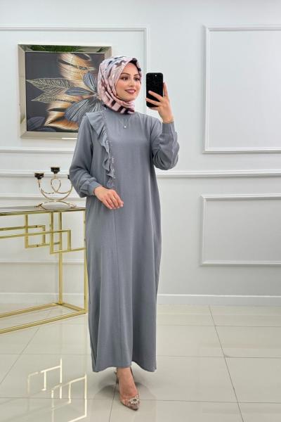 AYTEN ELBİSE-gri Gri
