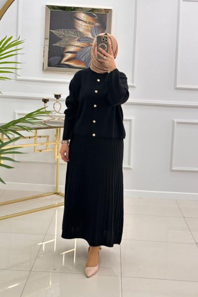 BENGÜ ETEKLİ TAKIM-SİYAH Siyah