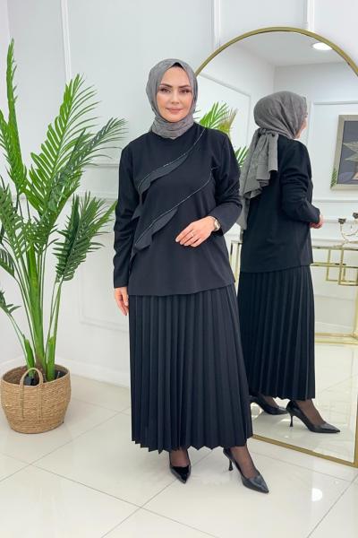 BEREN ETEKLİ TAKIM - SİYAH Siyah