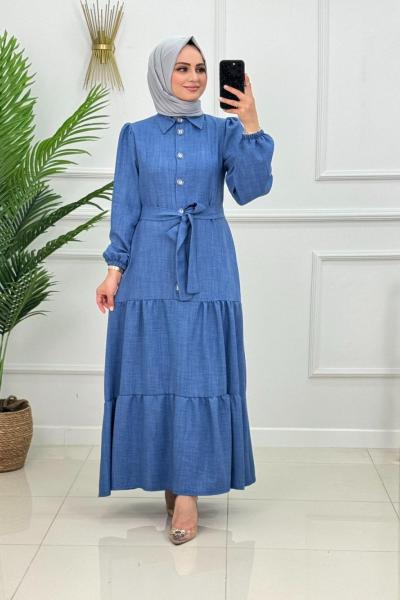 Buse Elbise-Mavi Mavi