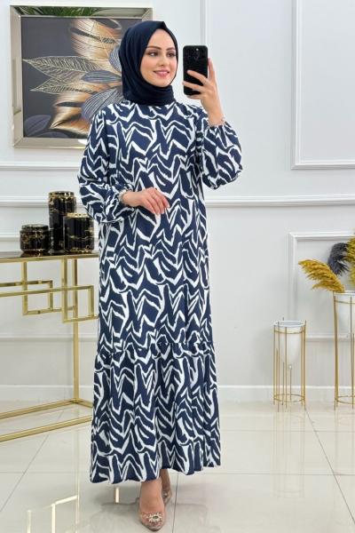 ÇİĞDEM ELBİSE-LACİVERT Lacivert