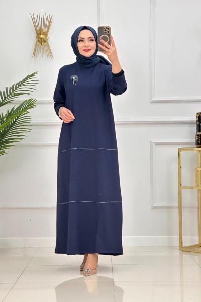 DEREN ELBİSE-LACİVERT Lacivert