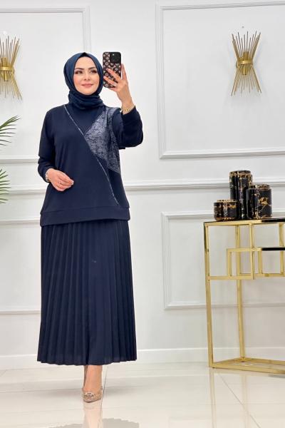 DİLARA ETEKLİ TAKIM-LACİVERT Lacivert