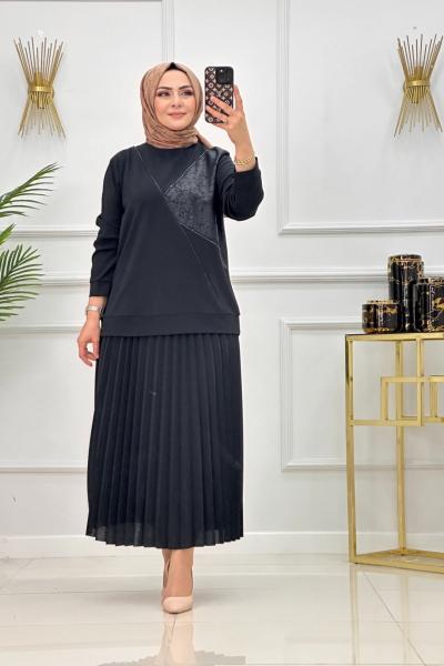 DİLARA ETEKLİ TAKIM-SİYAH Siyah