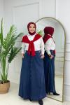 DÜĞMELİ DENİM ETEK - LACİVERT  Lacivert