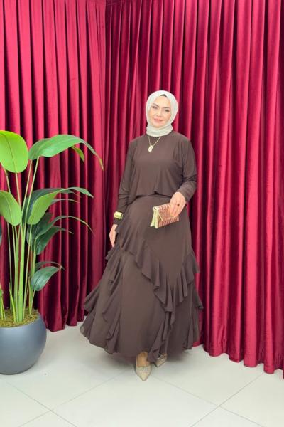 ESMA ETEKLİ TAKIM - KAHVERENGİ  Acı Kahve