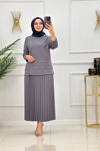 ESRA ETEKLİ TAKIM-GRİ Gri