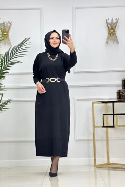ESRİN TRİKO ELBİSE-SİYAH Siyah