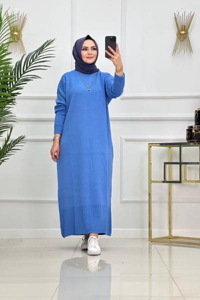 ESRİN TRİKO ELBİSE-İNDİGO MAVİ İndigo mavi