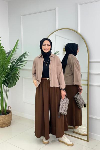 BAGGY ETEK PANTOLON - KAHVERENGİ  Kahverengi