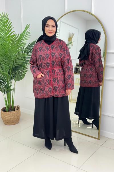 ETNİK DESEN CEKET - BORDO  Bordo