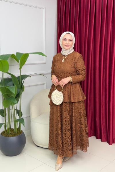 FULYA DANTELLİ TAKIM - KAHVERENGİ Sütlü Kahve