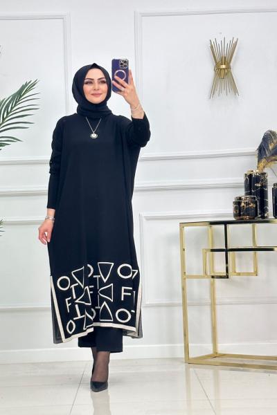 GÖZDE TRİKO TUNİK-SİYAH Siyah