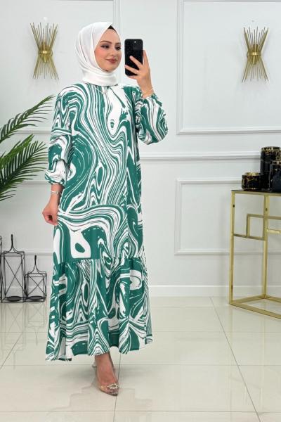 GÜLÇİN ELBİSE -YEŞİL Yeşil