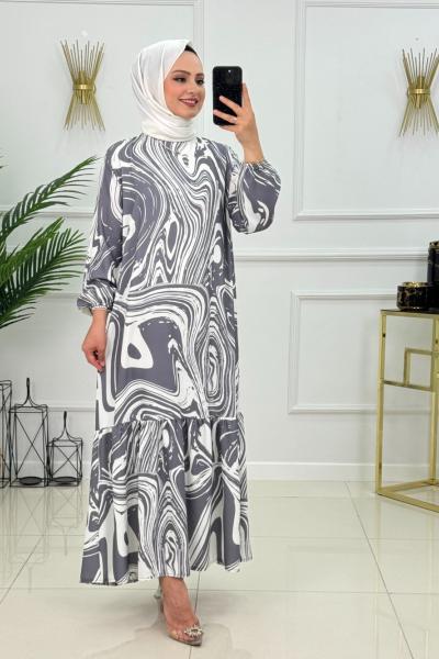 GÜLÇİN ELBİSE-GRİ Gri