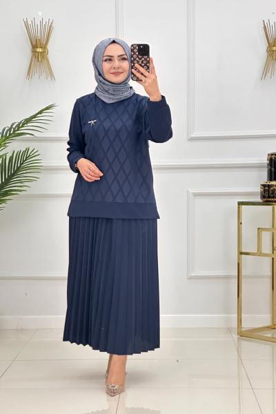 GÜNEL ETEKLİ TAKIM-LACİVERT Lacivert