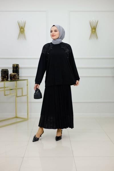 İMREN ETEKLİ TAKIM-SİYAH Siyah