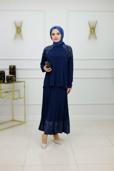 İMREN ETEKLİ TAKIM-LACİVERT Lacivert