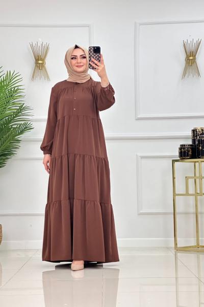 SEVİM ELBİSE - KAHVERENGİ  Kahverengi