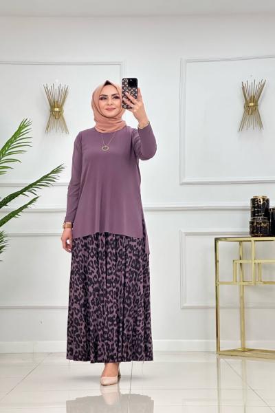 Leopar Etekli Takım Gül