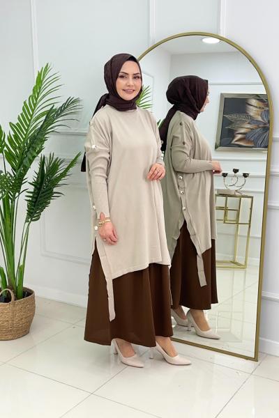 LUMİA MERSERİZE TUNİK - BEJ Bej