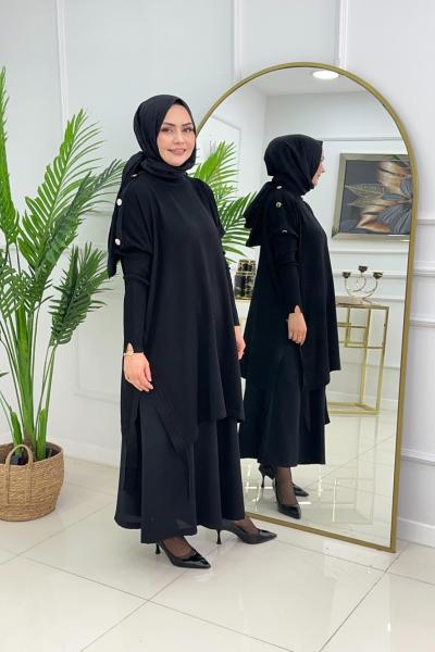 LUMİA MERSERİZE TUNİK - SİYAH Siyah
