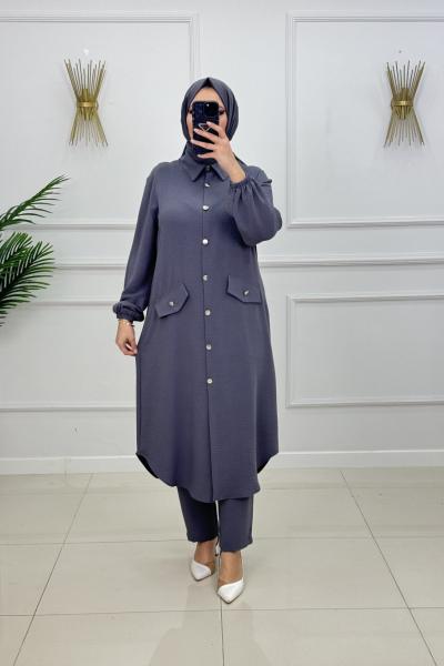 MELİKE DÜĞMELİ TAKIM Antrasit