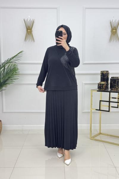 MERİÇ ETEKLİ TAKIM-SİYAH Siyah