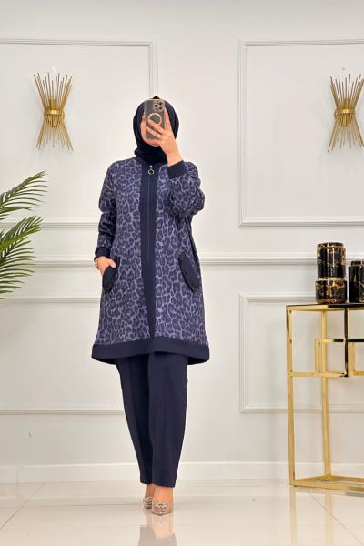 MİHRİMAH TAKIM-LACİVERT/LEOPAR Lacivert