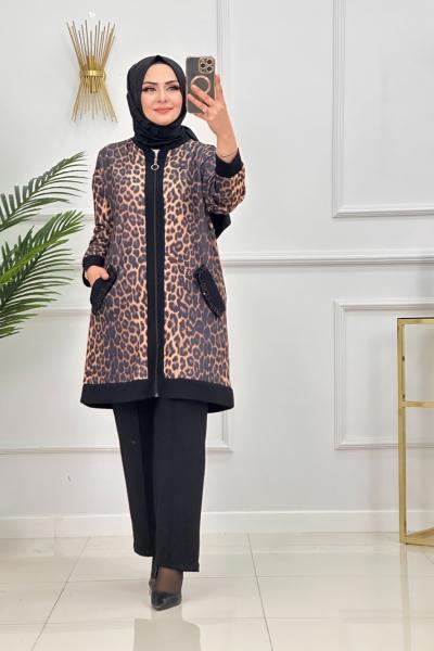 Mihrimah takım -Siyah/leopar Leopar