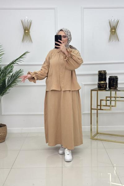MÜSLİN ETEKLİ TAKIM- CAMEL Camel