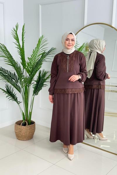 NAZAN ETEKLİ TAKIM - KAHVERENGİ Kahverengi