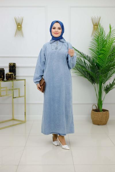 NUR DENİM ELBİSE - MAVİ Mavi