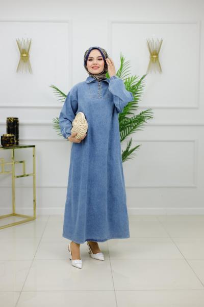 NUR DENİM ELBİSE - LACİVERT Lacivert