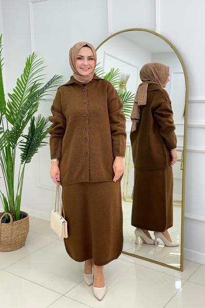 ÖYKÜ ETEKLİ TAKIM - KAHVERENGİ Kahverengi