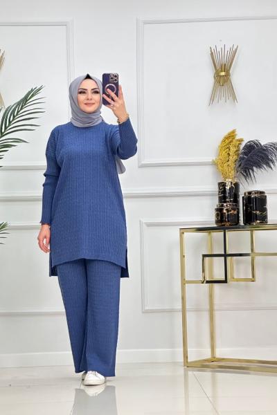 SAÇ ÖRGÜ TRİKO TAKIM-İNDİGO MAVİ İndigo mavi