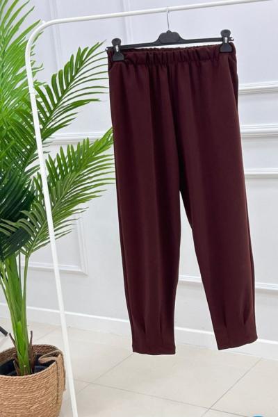 Scuba Krep Pantolon Kahverengi