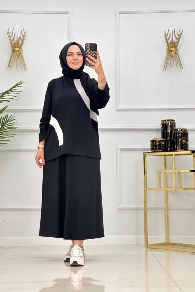 ŞİMAY ETEKLİ TAKIM-SİYAH Siyah