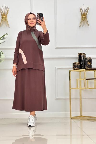 ŞİMAY ETEKLİ TAKIM-KAHVE Kahverengi