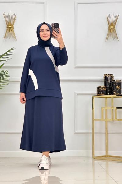 ŞİMAY ETEKLİ TAKIM-LACİVERT Lacivert