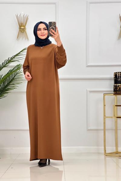 SUNA ELBİSE-KAHVERENGİ Kahverengi